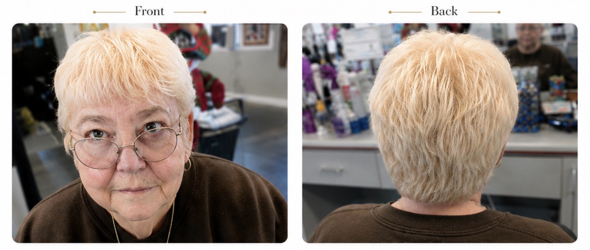 Hair & More finished haircut front and back view